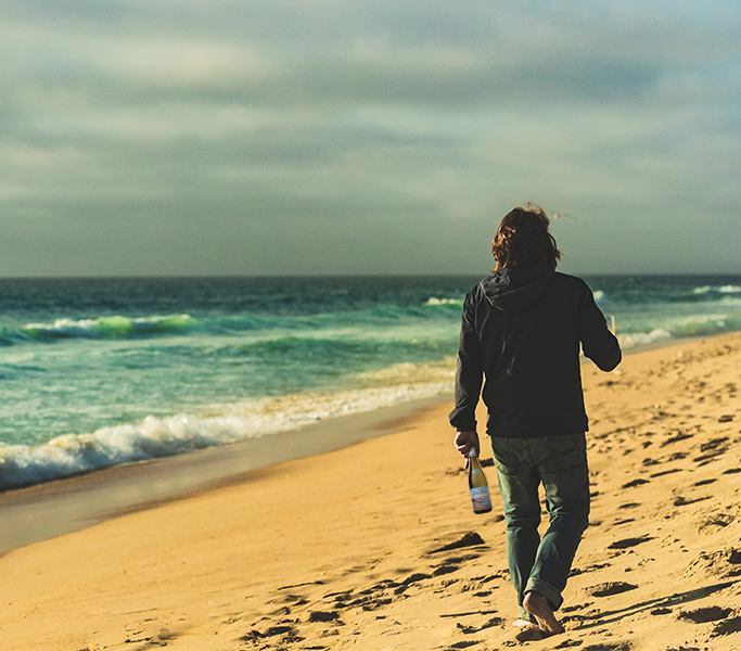 Wine glass and ocean